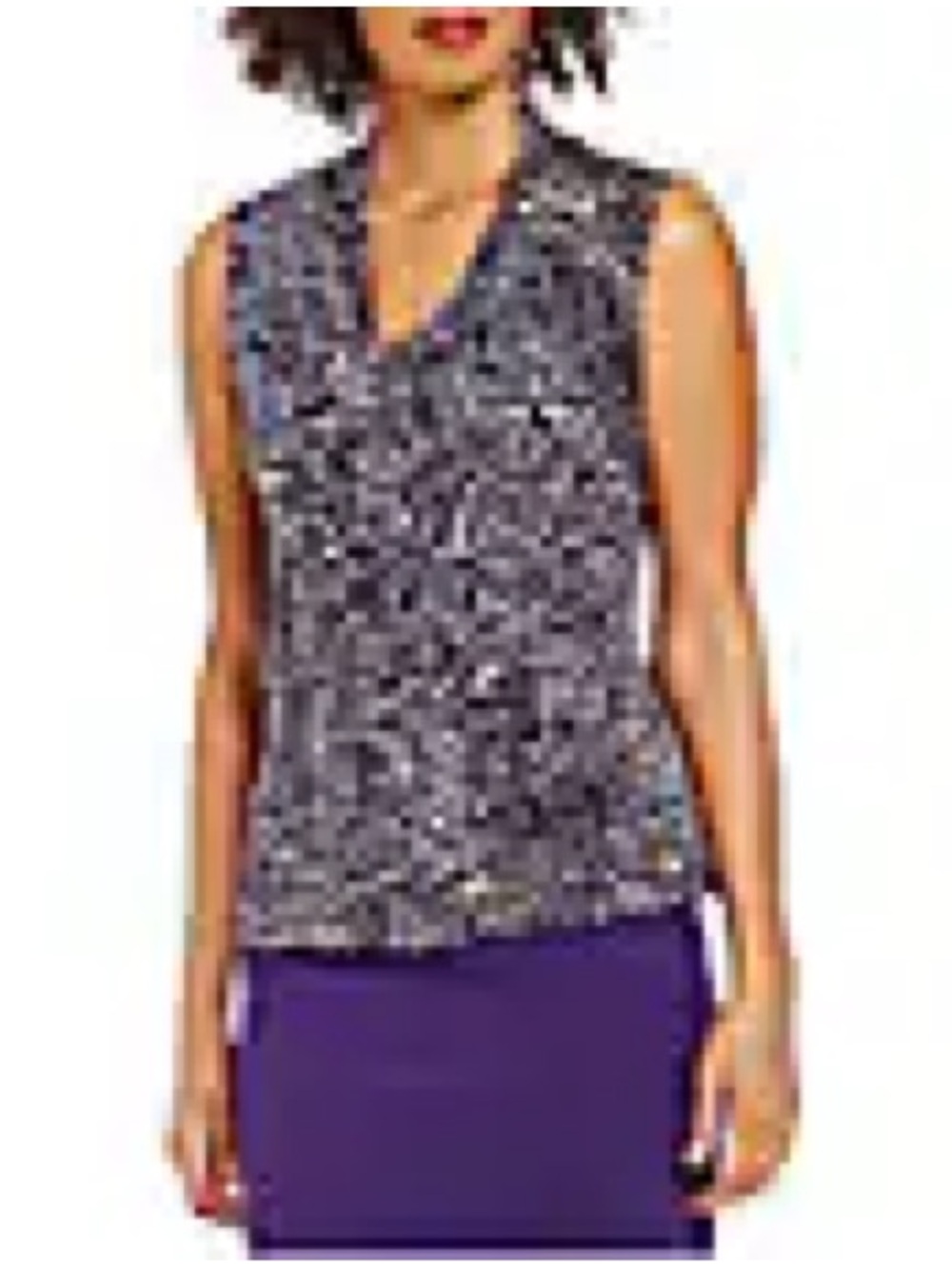 Calvin Klein CK Women's Geometric Twist Knot V-Neck Sleeveless Top L 12-14 - Picture 2 of 15
